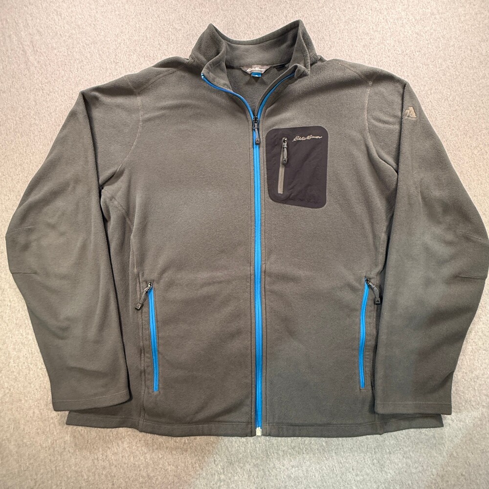 Eddie Bauer First Ascent Mens XL Gray Polartec Fleece Jacket Full Zip
